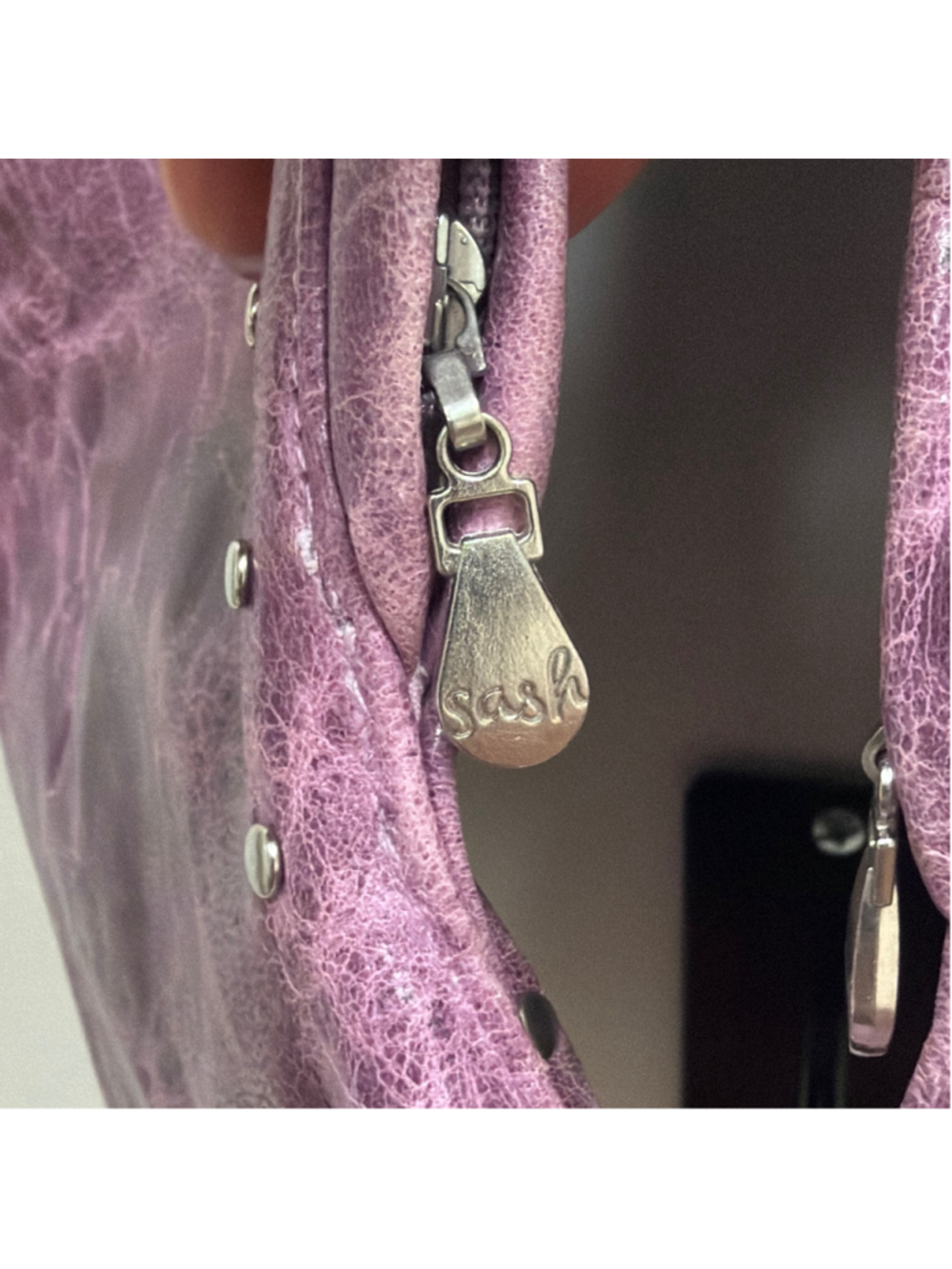 Sash Bag Purple Marbled Classic Studded Leather Bag! - Picture 6 of 7